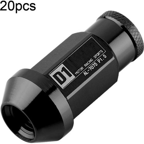 M12x1,5 Aluminium-Radmuttern für Autoreifen, Renngewinde, 4er-Set, schwarz, Hochleistungs-Leichtbauschrauben. (1/5)