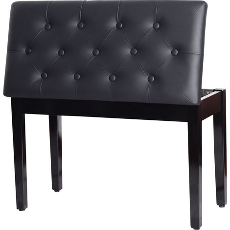 Tabouret de piano, banc de piano avec rangement intégré, chaise de piano avec coussin en similicuir, banc de piano, banc de clavier en bois massif pour piano, clavier, 76 x 36 x 50 cm, noir (1/5)