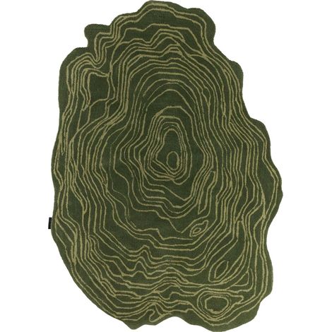 Tapis vert fait main motif nature en laine coton - 133 x 190 cm (1/3)