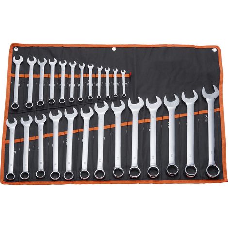 Jeu de 25 clés mixtes, 6-32 mm, acier au carbone, avec pochette enroulable. Idéal pour maison, garage, atelier, auto et urgences. (1/5)