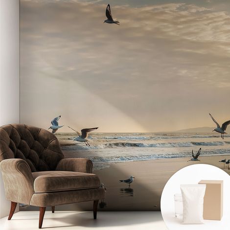 Tapete Vliestapete mit Kleber für Wohnzimmer Schlafzimmer Küche - Wanddekoration  Ruhe am Meer 250x250 cm