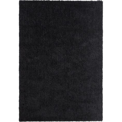 Tapis Poils Longs Shaggy Noir en Polyester et Coton Très Doux au Toucher pour Chambre ou Salon au Style Moderne 160 x 230 cm Beliani (1/5)