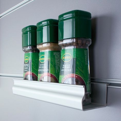 Support de pots à épices - Décor : Argent - Largeur : 330 mm - Hauteur : 38 mm - Profondeur : 58 mm - Matériau : Aluminium - Finition : Anodisé - ZOBAL (1/2)