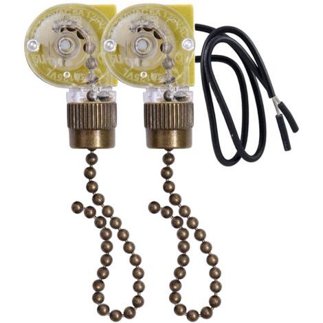 Tigrezy-Deckenventilator-Lichtschalter Ohr ZE-109, kabelgebundener Lichtschalter mit Zugschnüren für Deckenventilatoren, Lampen, 2 Stück