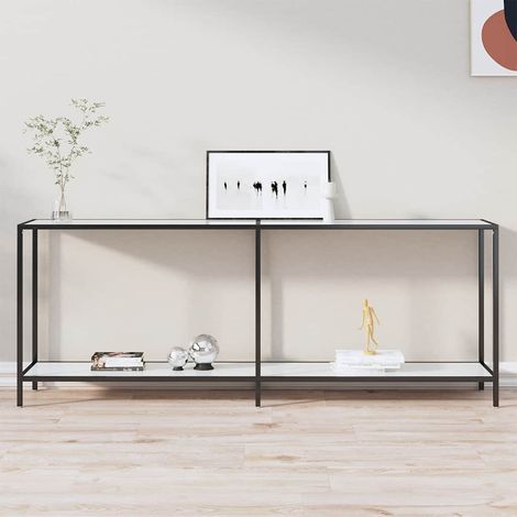vidaXL Table console Blanc 200x35x75,5 cm Verre trempé (1/5)