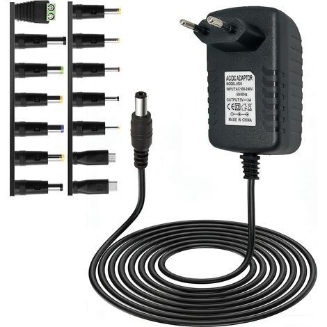 5V Adaptateur Universel 1A 2A 3A Chargeur d'alimentation Transformateur avec 14 DC Connecteurs DC 5,5 x 2,1 mm,Adaptateur Multi Embout,pour Routeur Bande Lumineuse Caméra Tablette Scanner TV Box (1/5)
