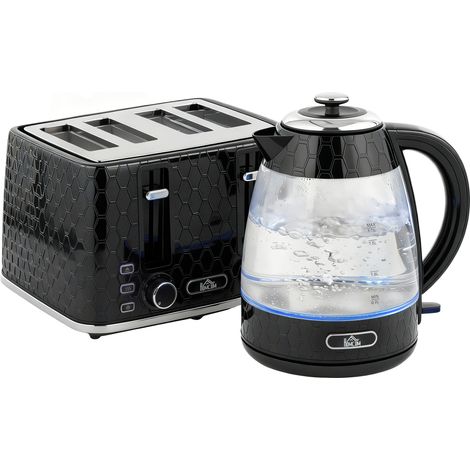 GagaSet bouilloire rapide 1,7L 2200W et grille-pain 4 fentes avec filtre anticalcaire noir (1/5)