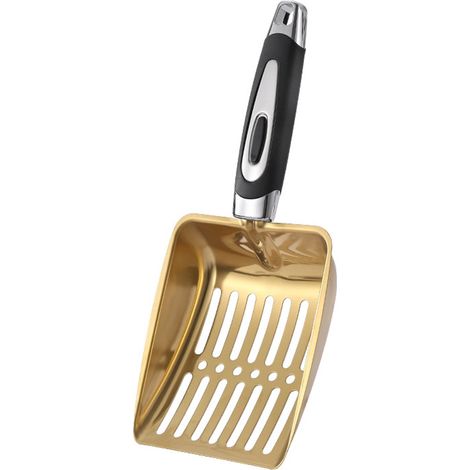 Pala para arena de gato，Pala metálica para arena de gato，Revestimiento antiadherente，Caja de arena para gatos，25,510,54cm (1/3)