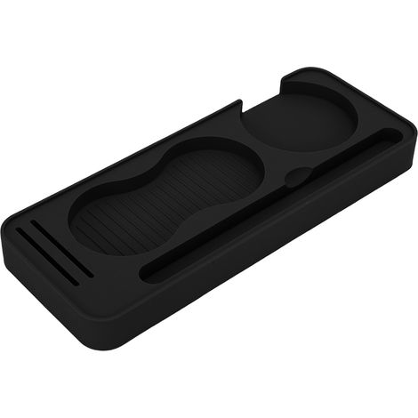 Tappetino pressino in silicone per caffè, supporto per filtro, dispenser a pennello, griglia a dischi, resistente all'acqua e al calore, stazione di pressino da banco, nero. (1/5)