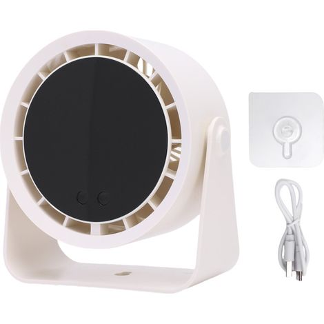 Petit ventilateur de bureau pliable et silencieux, 100 vitesses, affichage numérique LED, batterie rechargeable, fixation murale, pales spiralées, beige (1/5)