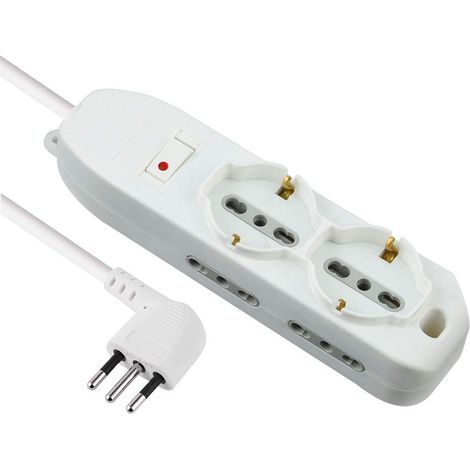 Multipresa con Interruttore 2 Schuko + 4 BIVAL.10 16A 62047 Electraline (1/4)