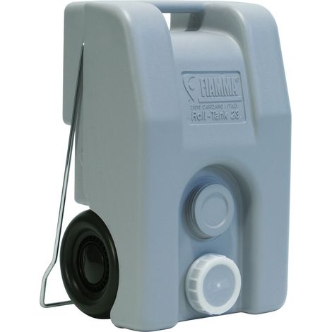 Réservoir portable à roulettes 23L – Pour eau propre ou eaux usées – Roulettes en caoutchouc – Poignée escamotable – Dimensions 50x25x33cm – Fiamma (1/5)