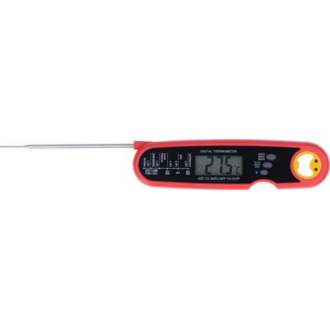 Faltbares, wasserdichtes Lebensmittelthermometer für schnelles Grillen, elektronischer Fleischfühler, mit eingebauter Batterie, rot 361A (1/5)