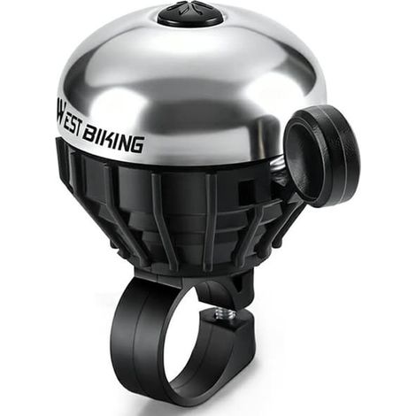 Sonnette de vélo WEST BIKING étanche en acier inoxydable à haut volume sonore - Argent (1/5)