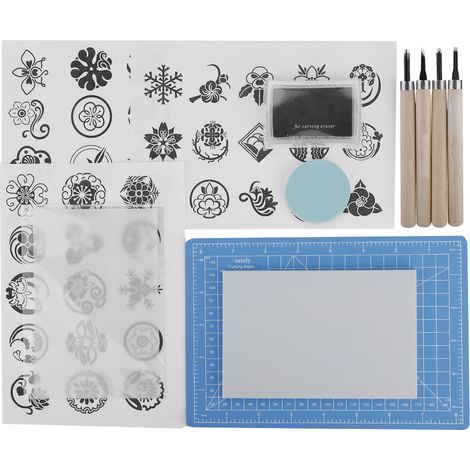 Kit de sculpture de timbres en caoutchouc artisanal, outil DIY pour tampon fait main, ensemble de gravure créative (1/5)