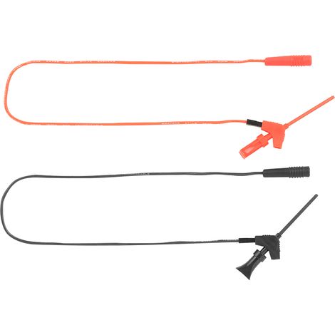 Lot de 2 cordons de test avec fiches bananes noires et rouges, pinces et crochets de 2 mm P1511B (1/5)