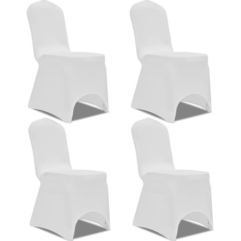 Housse de chaise extensible 4 pièces blanche (1/5)