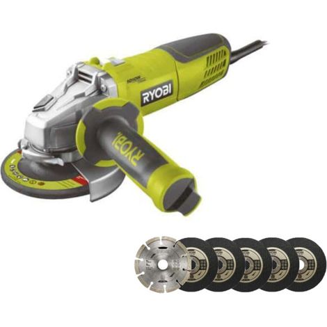 Confezione RYOBI Smerigliatrice angolare 1010W 125mm RAG1010-125SF - Kit 6 dischi 125 mm