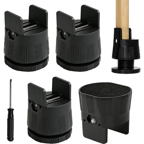 Set di 4 piedini regolabili per mobili con cacciavite, per divani, tavolini, gambe di supporto (nero) (1/5)