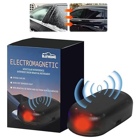 Dispositivo di rimozione della neve, dispositivo antigelo, spazzaneve molecolare elettromagnetico per parabrezza auto, interferenze molecolari elettromagnetiche portatili, nero (1 pezzo)