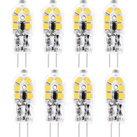 8 Pièces Ampoule LED T3 G4, Culot bipolaire 12V, Blanc Chaud 3000K, Équivalent 20W, Angle 360°, Pour éclairage paysager