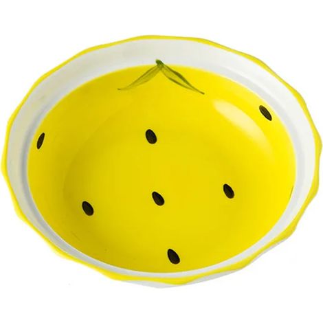 Gamelle en céramique jaune pour chat, 14 cm (5,5 pouces), pour chats et chiens.
