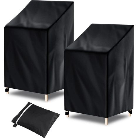 Gartenstuhl Abdeckung 2 Stück Stapelstühle wasserdicht UV-beständig mit Kordelzug 70x75x85/120cm (1/5)