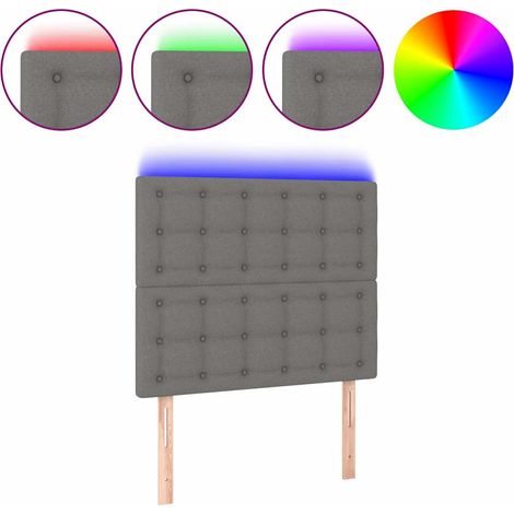 Maison Exclusive - Cabecero con luces LED tela gris oscuro 100x5x (1/5)