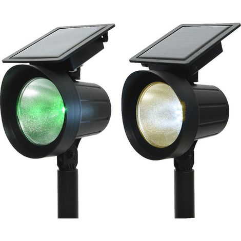 Set De 2 Piquets Projecteur Solaire Led 25lm Lumière Multicolore (8 Couleurs) 11x13x42.5cm (1/3)