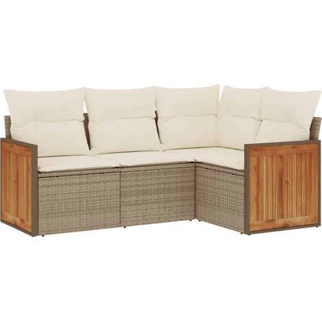 Maison Exclusive - Set Divano da Giardino 4 pz con Cuscini Beige in Polyrattan (1/5)