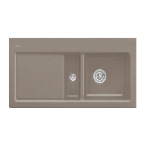 Fregadero 1 seno y medio VILLEROY ET BOCH Subway 60 100 x 51 cm desagüe izquierdo Timber CeramicPlus con desagüe manual
