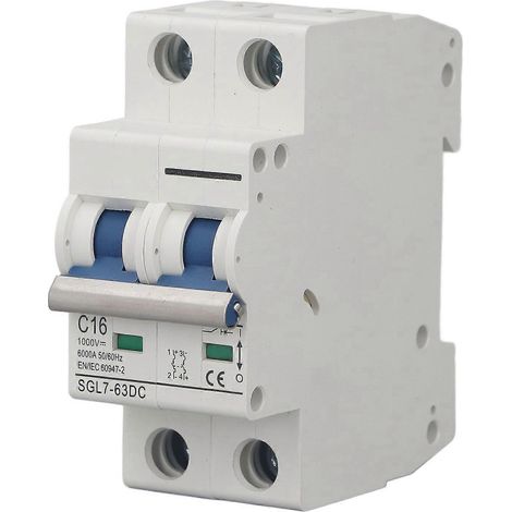 DC-Miniatur-Leistungsschalter Pa66 Schnellansprechender Lichtbogenlösch-Leistungsschalter für Photovoltaikanlagen 2-polig 1000 V 16 A