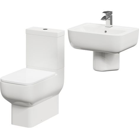 Tacoma 550mm Semi Pedestal Basin and Closed Back Toilet Suite