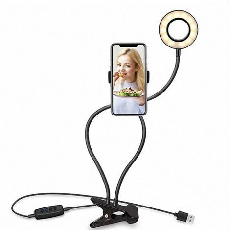 Éclairage d'accentuation, éclairage à piles, lampe de bureau à pince de 15 cm, éclairage d'appoint en direct, anneau lumineux pliable pour selfies, noir - RWE Éclairage d'accentuation, éclairage à pil (1/5)