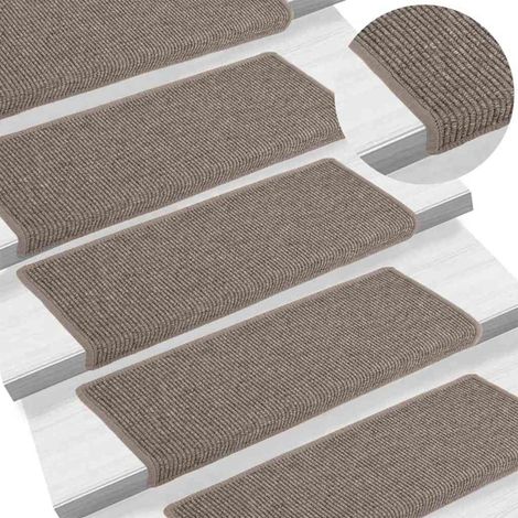 vidaXL Tapis d'escalier 15 pièces 65 x 21 x 4 cm Beige foncé Bord rectangulaire (1/5)
