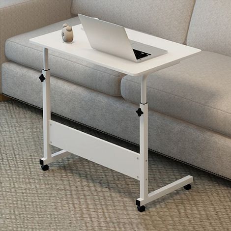 Table de chevet relevable 60 x 40 cm, structure en métal en forme de C, support pour ordinateur portable, idéale pour la maison ou le canapé, couleur noyer (1/5)