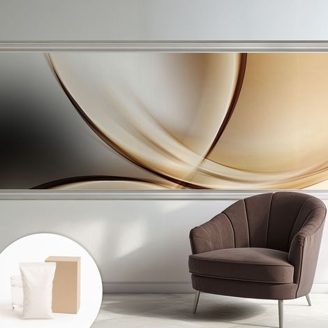 Papier peint intissé pour salon chambre à coucher peint imprimé Installation facile - Colle incluse gratuite Lignes courbes 250x104 cm (1/5)