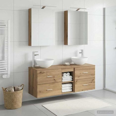 vidaXL Bathroom Furniture Set 5 pcs Artisan Oak (1/5)