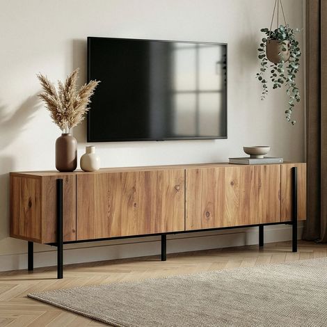 TV-Schrank in Eichenoptik, schwarzer Rahmen aus Melamin – 180 x
