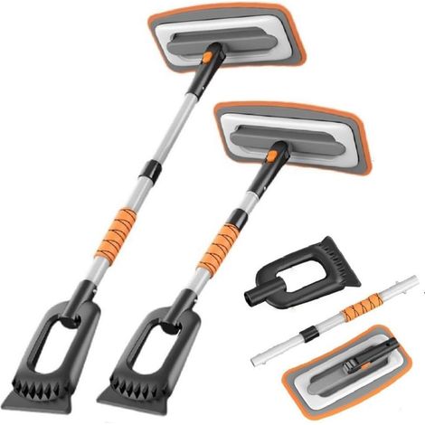 Kit de déneigement extensible pour voiture (1 pièce) : pelle à neige et grattoir à glace avec tête de brosse pivotante à 180° pour pare-brise, camion, SUV, fourgonnette et camping-car. (1/5)