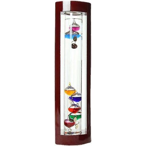 HONORNIC - Thermomètre en verre - sphère multicolore - cadre en bois de cerisier - design élégant