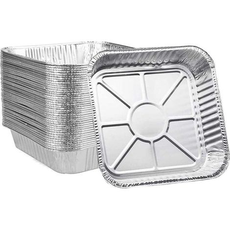 50 Pièces Plateaux de Cuisson en Aluminium, 20CM x 20CM x 4.5CM Plats à Rôtir Jetables Va au Congélateur Poêles à Frire pour Fête Service de Repas Stockage à Emporter Conteneurs de Restauration (1/5)