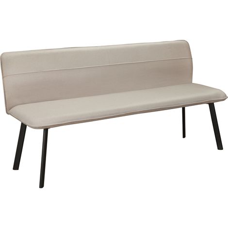 TaylorBanc de salle à manger en tissu crème et pieds en métal noir (1/5)