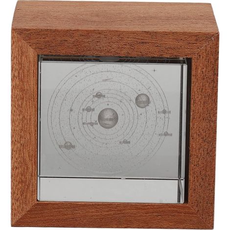 Veilleuse Boule de Cristal carrée, veilleuse Boule de Verre décorative Transparente 3D avec Ligne USB et Cadre en Bois pour la Maison(Solar System) (1/5)