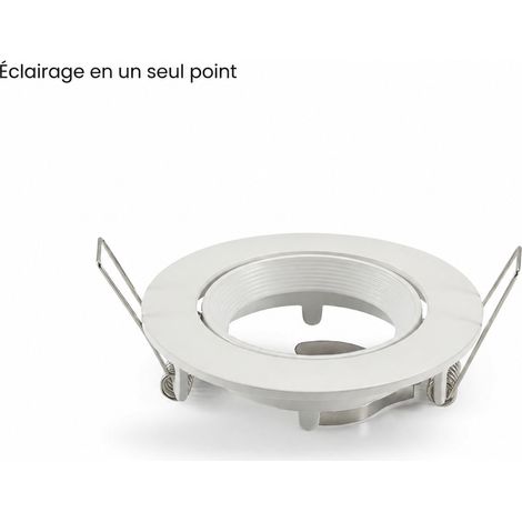 Support de spot encastrable orientable pour ampoule GU10 MR16, cadre plafonnier métal blanc D85xH25mm pour éclairage intérieur salon. – Livraison gratuite (1/5)
