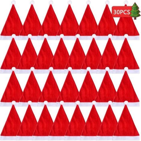 30Pcs Christmas Bonnet, Felt Christmas Hat, 30x40cm Santa Hat, Comfortable Christmas Cap, Santa Claus Hats, Santa Hat (1/4)