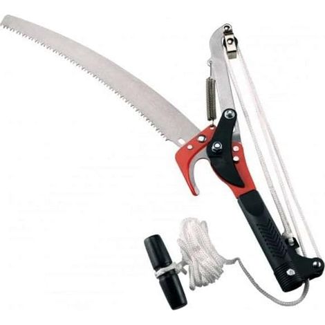 SÉCATEUR-ÉLAGUEUR DOUBLE CORDE AVEC SCIE DE 35 CM. LAME EN ACIER TREMPÉ RECOUVERTE DE TÉFLON ET D’ANTIROUILLE, CORDELETTE EN NYLON AVEC UNE POIGNÉE, CAPACITÉ DE COUPE DE 25 MM MAX. (1/5)