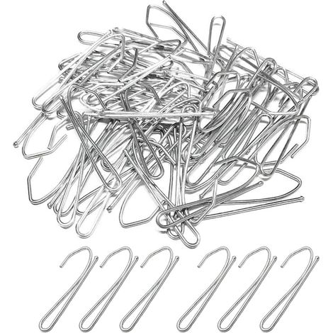 100 ganchos metálicos para cortinas, ganchos plisados para cortinas plisadas, cepillos para ventanas, cortinas de puerta y cortinas de ducha. (1/5)