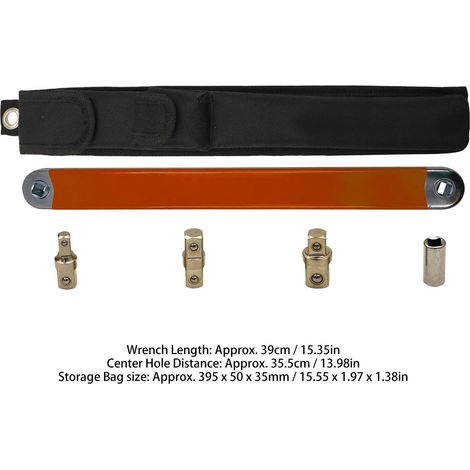 Clé à cliquet multifonctionnelle 3/8" à rallonge coudée, longue et universelle, en acier à haute teneur en carbone, orange (1/5)