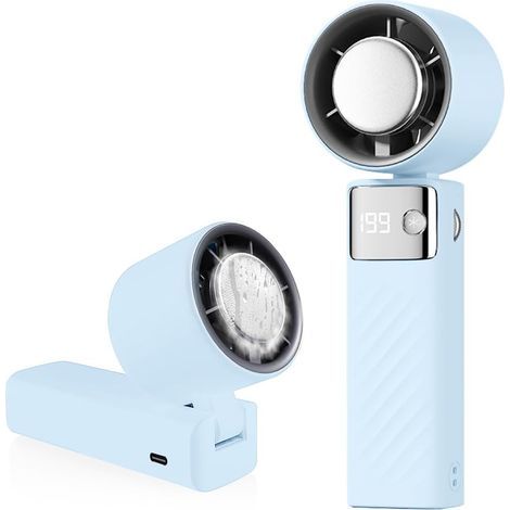 Ventilateur portable, mini ventilateur rechargeable 4000 mAh, petit ventilateur à turbine silencieux, (1-199), adapté au sport et aux voyages (bleu)